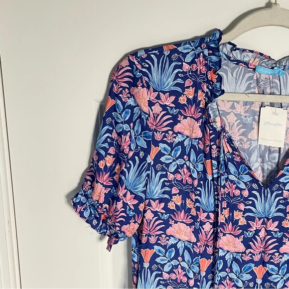 J. McLaughlin Blue and Pink Floral Midi Dress - Picture 4 of 16